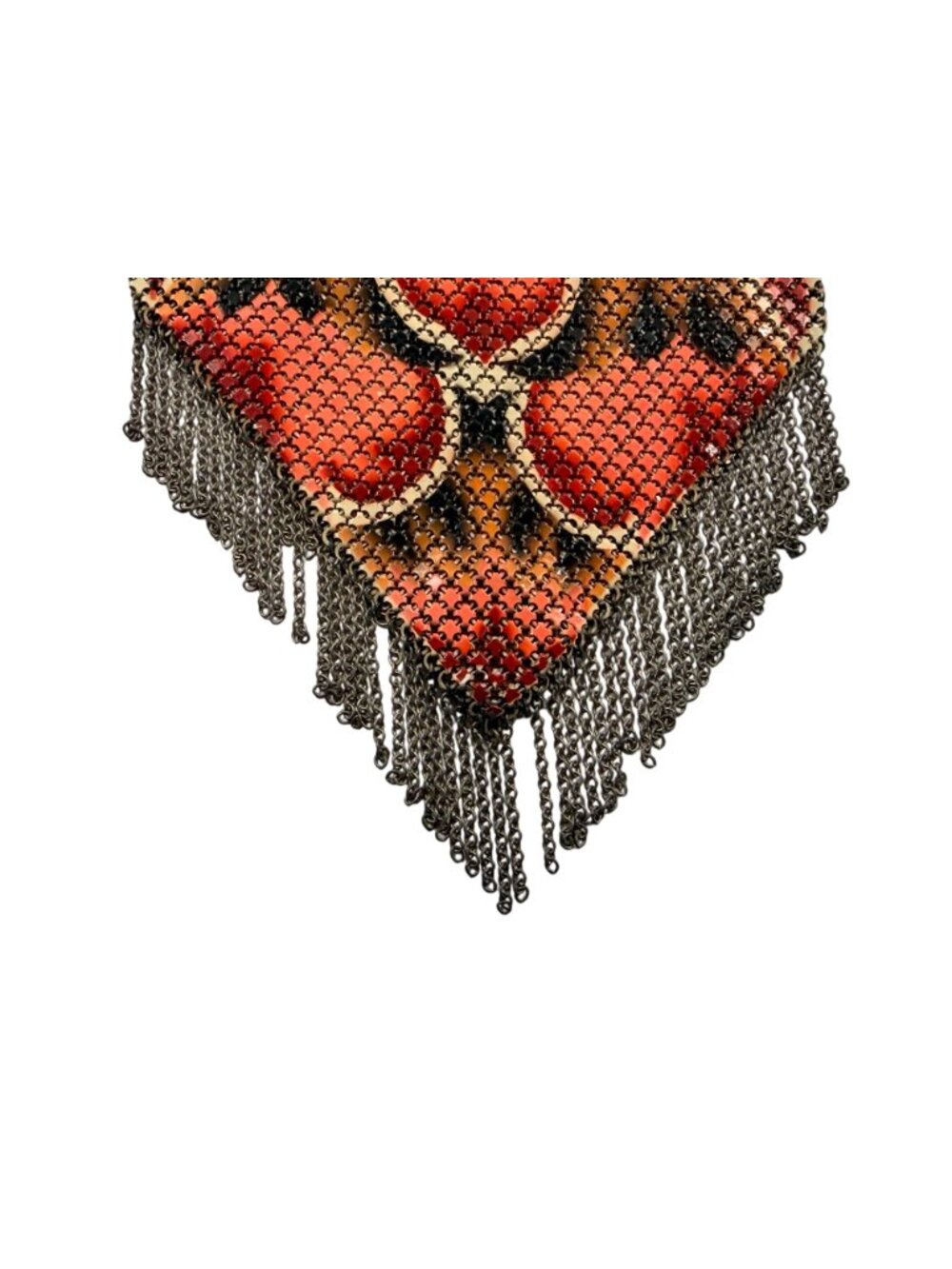 Vintage Mandalian Mfg Co Art Deco Mesh Bag Floral Design & Chain Fringe Detailin - Picture 8 of 16